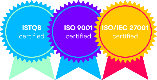 certified ISO 9001, ISO/IEC 27001, ISTQB